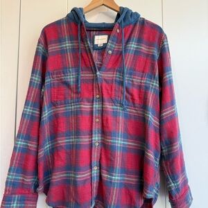 American Eagle Outfitters Red and Blue Plaid Shirt